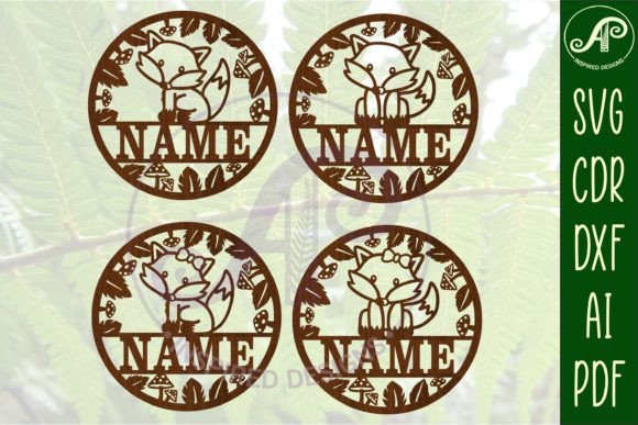 Download Single Fox Name Sign 4 Option SVG Files - Sign Collection