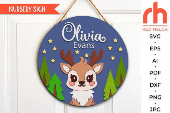 Download Deer Nursery Sign, Woodland Name Sign - Sign Collection