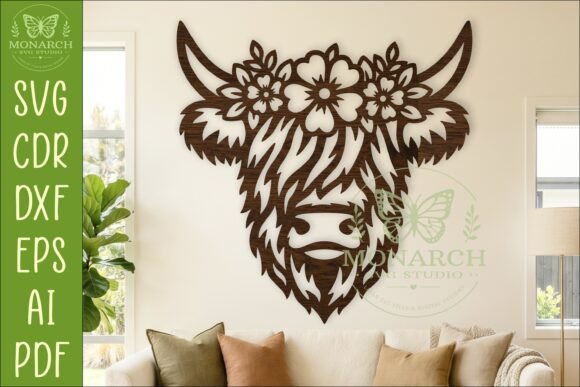 Download Floral Highland Cow Wall Sign SVG Decor - Sign Collection
