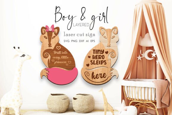 Download Layered Fox Nursery Laser Cut Signs - Sign Collection