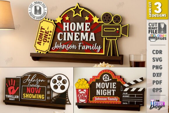 Download Home Cinema Wall Signs Laser Cut Bundle - Sign Collection