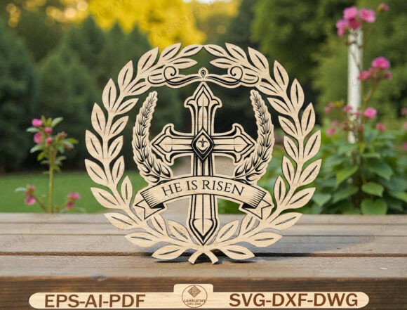 Download Christian Cross Wreath Sign Laser Cut - Sign Collection