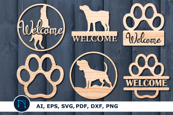 Download Dog Door Welcome Sign Laser Cut Bundle - Sign Collection