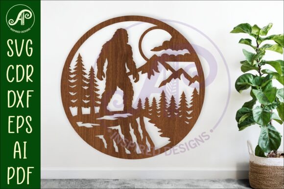 Download Bigfoot Moonlight Forest Wall Sign SVG - Sign Collection