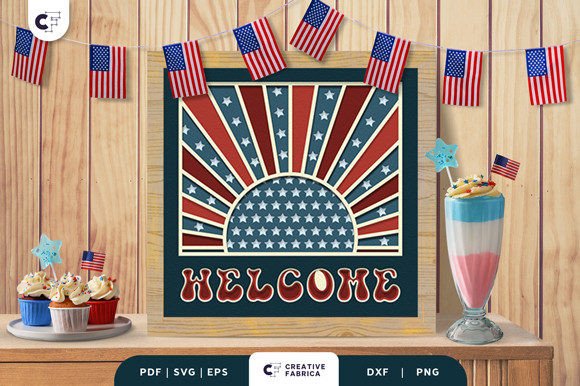 Download USA Welcome Sign 3D Paper Cutting SVG - Sign Collection