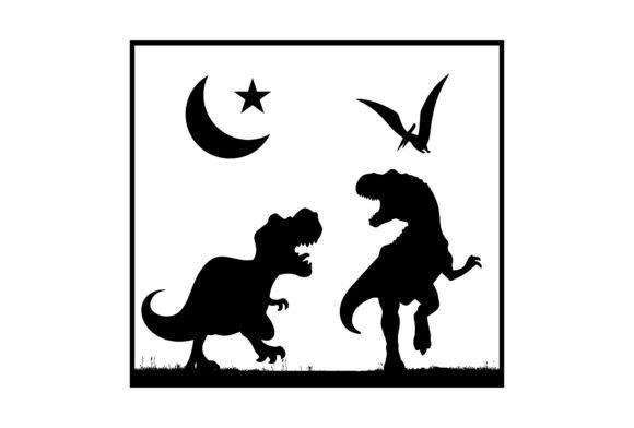 Download Dinosaur 3D SVG File with Moon Silhouette - Svg file Collection