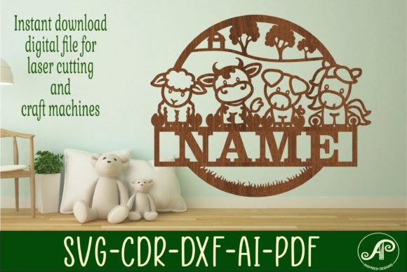 Download Cute Farm Animals Name Sign Svg Laser - Sign Collection