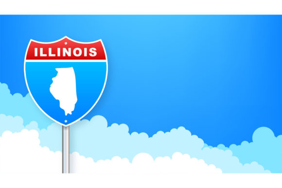 Download Illinois Map on Road Sign. - Sign Collection