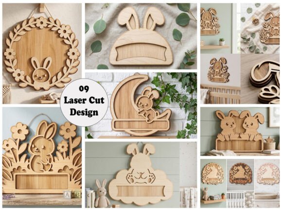 Download Bunny Nursery Name Sign Bundle SVG - Sign Collection