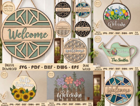 Download Welcome Sign Laser Cut SVG Bundle - Sign Collection