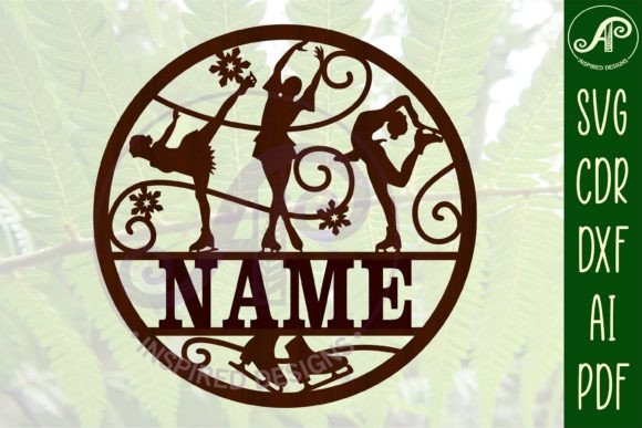 Download Ice Skating Name Sign SVG Cut File - Sign Collection
