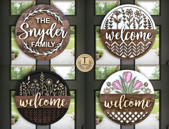 Download Welcome Sign Laser Cut File SVG Bundle - Sign Collection