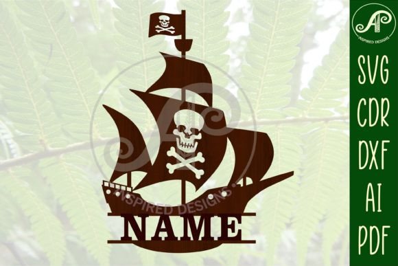 Download Pirate Ship Name Sign SVG Cut File - Sign Collection