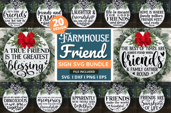 Download Round Farmhouse Friend  Sign Svg Bundle - Sign Collection