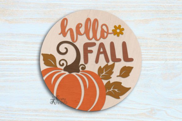 Download Hello Fall SVG, Round Door Hanger Sign - Sign Collection