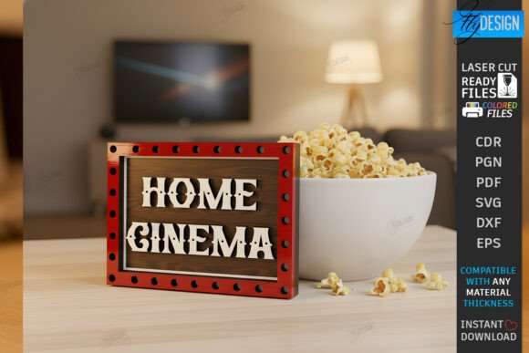 Download Home Cinema Sign Laser Cut | Tiered Tray - Sign Collection