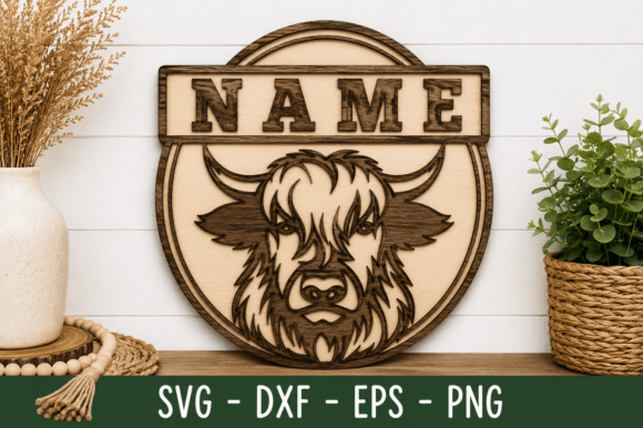 Download Highland Cow Name Sign Svg Laser Cut - Sign Collection