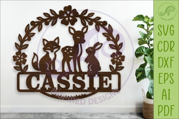 Download Woodland Nursery Name Sign SVG, Deer Fox - Sign Collection