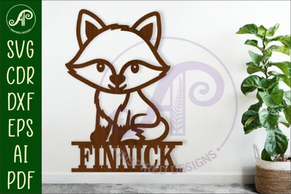 Download Cute Woodland Fox Name Sign Svg Laser - Sign Collection