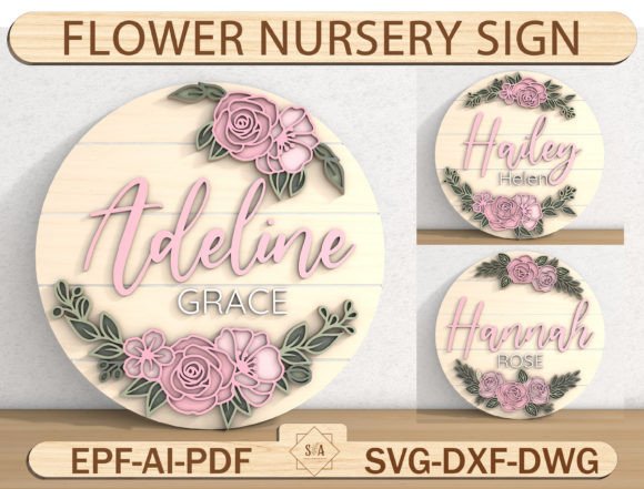 Download Flower Nursery Name Sign, Flower 3D Wood - Sign Collection