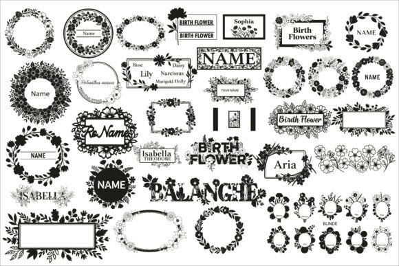 Download Elegant Birth Flower Name Frame Design - Sign Collection
