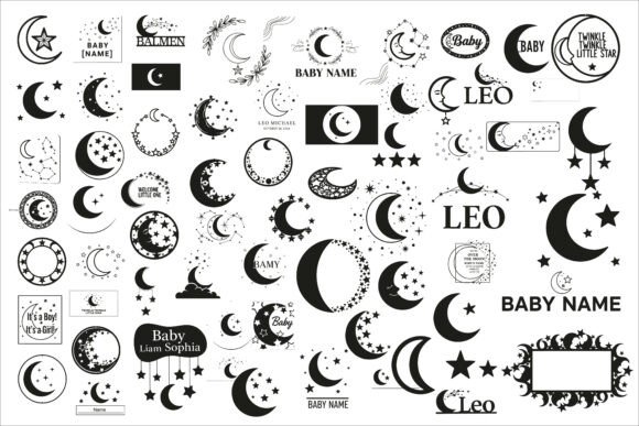 Download Adorable Moon and Stars Baby Name Sign - Sign Collection