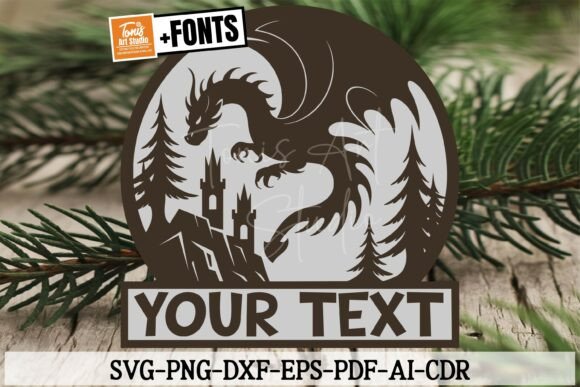 Download Dragon Castle Name Sign SVG Laser Cut - Sign Collection