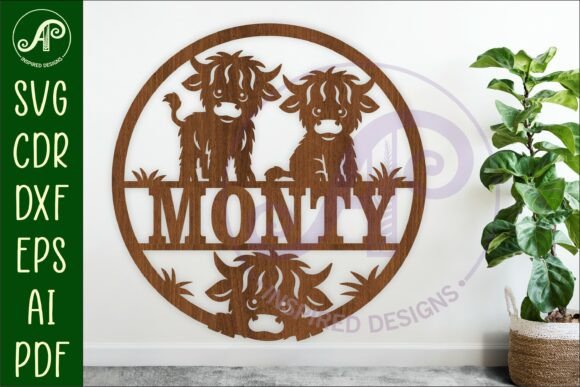 Download Cute Highland Cow Farm Name Sign Laser - Sign Collection