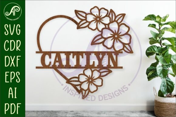 Download Floral Heart Name Wall Sign Design - Sign Collection