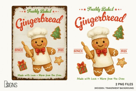 Download Christmas Gingerbread Vintage Sign Png - Sign Collection