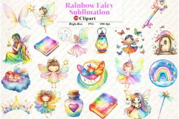 Download Watercolor Rainbow Fairy Clipart Bundle - Premium Resources