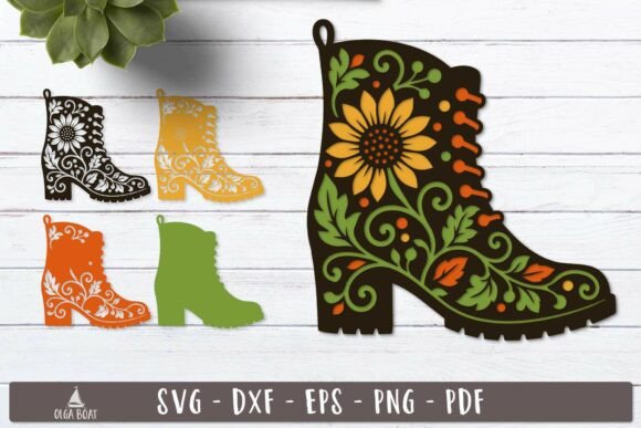 Download 3d Floral Boot Layered SVG Design - Sign Collection