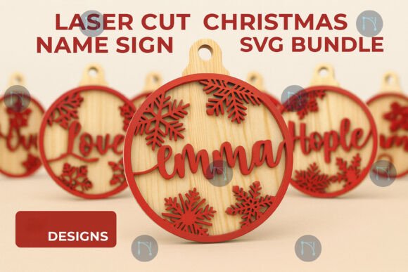 Download Laser Cut Christmas Name Sign SVG Bundle - Sign Collection