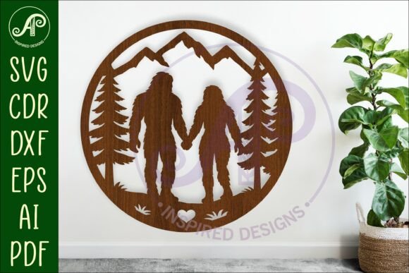 Download Bigfoot Couple Wall Art Sign, SVG File - Sign Collection