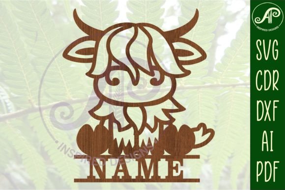 Download Highland Cow Name Sign SVG Cut File - Sign Collection