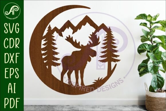 Download Crescent Moon Moose Animal Wall Sign - Sign Collection