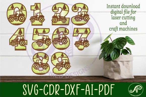 Download Tractor Numbers Two Layer Wall Sign SVG - Sign Collection