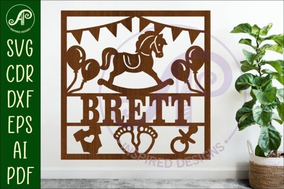 Download Baby Name Sign Rocking Horse Laser Cut - Sign Collection