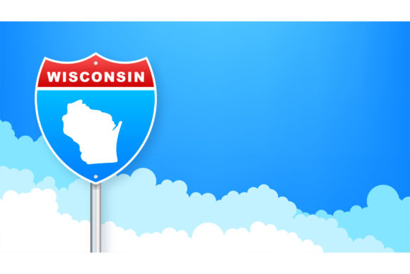 Download Wisconsin Map on Road Sign. - Sign Collection