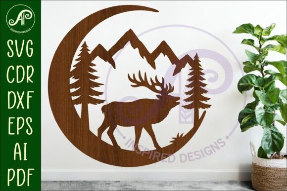Download Crescent Moon Elk Animal Wall Sign - Sign Collection
