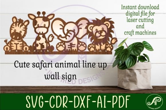 Download Safari Animal Line Up Wall Art Sign, SVG - Sign Collection