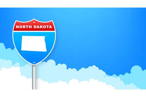 Download North Dakota Map on Road Sign. - Sign Collection