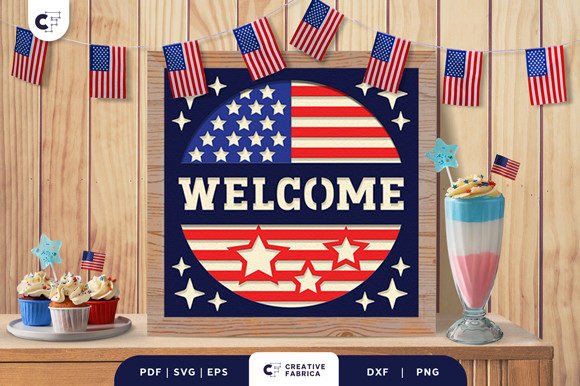 Download USA Welcome Sign 3D Paper Cut SVG - Sign Collection