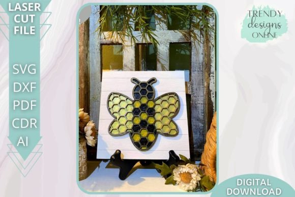 Download Bee Hexagon Shiplap Sign Glowforge Svg - Sign Collection