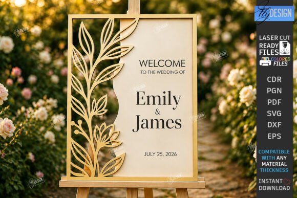 Download Wedding Welcome Sign Laser Cut | Floral - Sign Collection