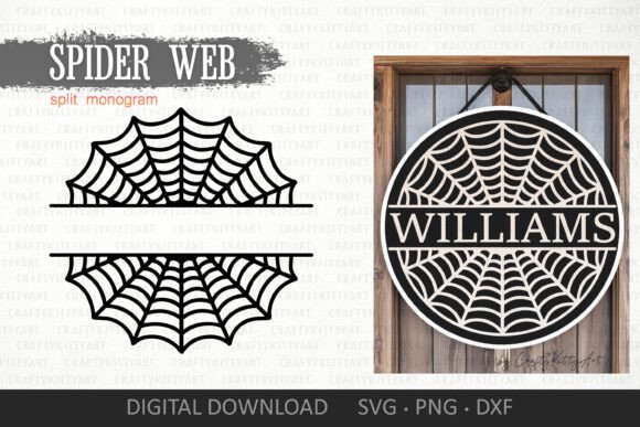 Download Spider Web Split Monogram Door Sign SVG - Sign Collection