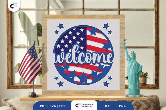 Download USA Welcome Sign Paper Cutting SVG - Sign Collection