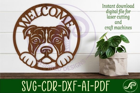 Download Pitbull Dog Welcome Wall Art Sign, SVG - Sign Collection