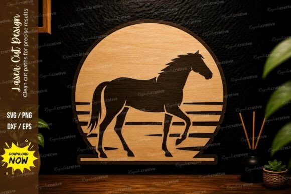 Download Horse Sunset Laser Cut SVG Design - Sign Collection