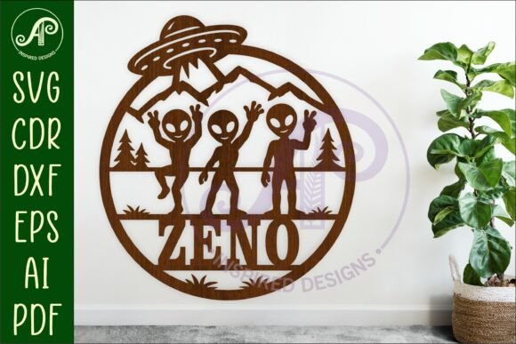 Download Alien Name Sign SVG Round, UFO Kids Room - Sign Collection
